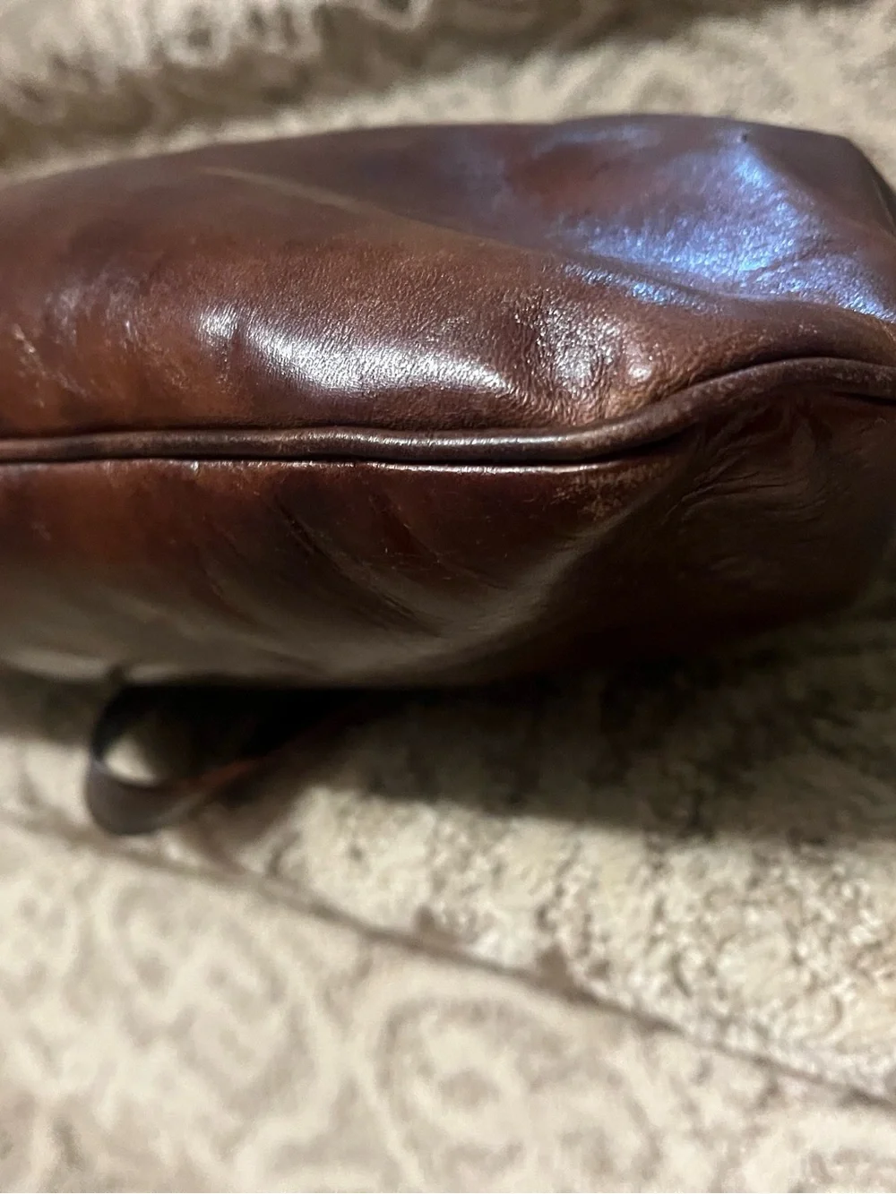 Riviera Dark Brown Leather Hobo with Red and Green Stripe & Gold Accent